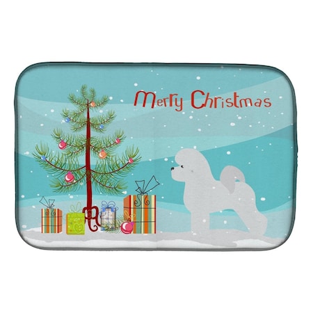 Carolines Treasures Bichon Frise Merry Christmas Tree Dish Drying Mat BB2963DDM